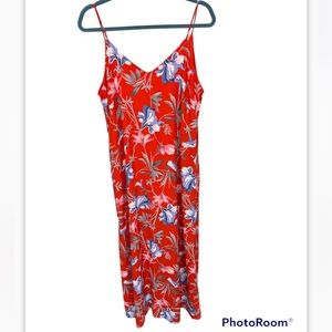 🌺Caramela Womens Maxi dress Floral Red Side Slit Size L